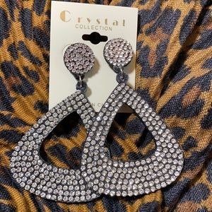 Silver tone diamond earrings